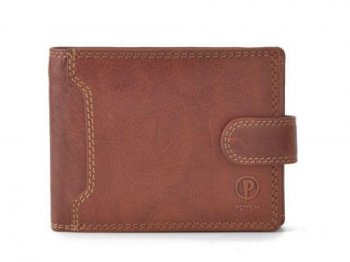 Pánská kožená peněženka Poyem 5209 cognac zip na bankovky, POYEM