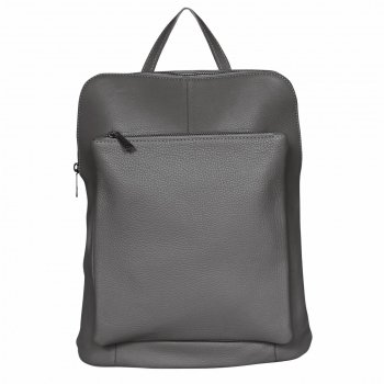 Kožený batoh dámský 5220 šedý - stříbrné zipy, MAXFLY