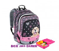 Lehký školní batoh s pejskem ALFA 21 A BLACK/PINK + box zdarma, Bagmaster