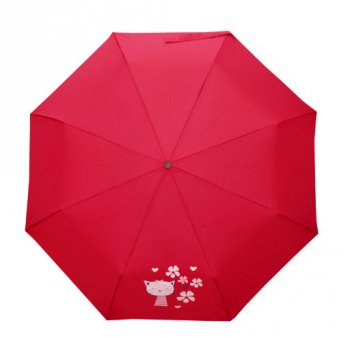 Dívčí skládací odlehčený deštník Mini Light Kids 722165K-07 červený kočička, Doppler
