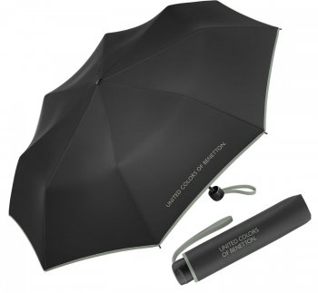 Deštník skládací Super Mini black 56285 černý + šedý okraj, Benetton
