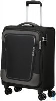 Malý černý cestovní kufr - kabinové zavazadlo Pulsonic Spinner 55/20 asphalt Black 146516-0423, AMERICAN TOURISTER