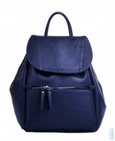 Kožený batoh s klopou 0866 modrý, PELLETTERIA GIADA