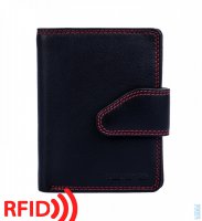 Peněženka kožená se zápinkou RFID ochrana 8095 R černá/červená, Old River