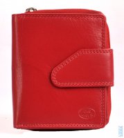 Dámská malá kožená červená peněženka na zip AK-81 rot, Old River