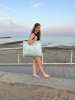 Velká cestovní a plážová taška Mini maxi beachbag cats and dogs mint AA4062, Reisenthel