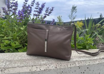 Kožená malá kabelka přes rameno 5085 taupe - nugátová, MAXFLY
